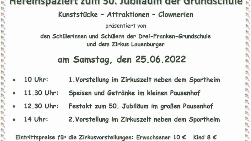 Einladung Zum Zirkus Und Jubiläum Der Grundschule